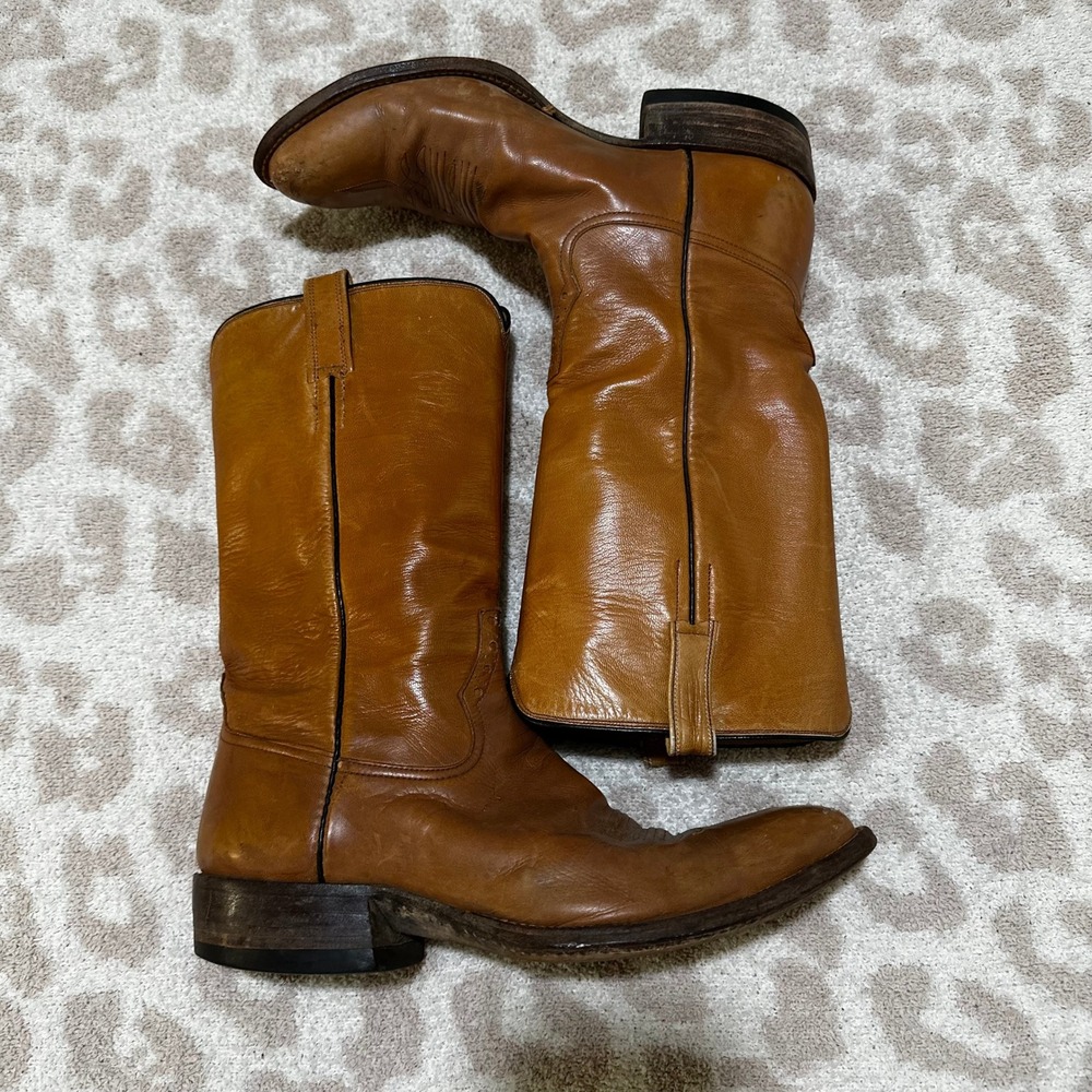 Rios of Mercedes Cowboy Boots Tan Leather Western Handmade 0884